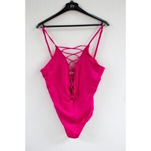EUC La Blanca One-Piece Swimsuit Strappy Tummy Control Pink Size 16 Retail $119
